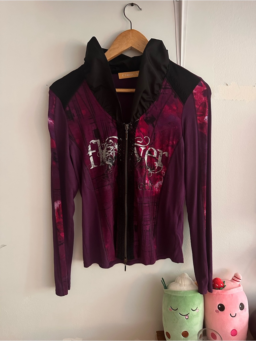 Unique Crisca Graphic Zip-Front Jacket